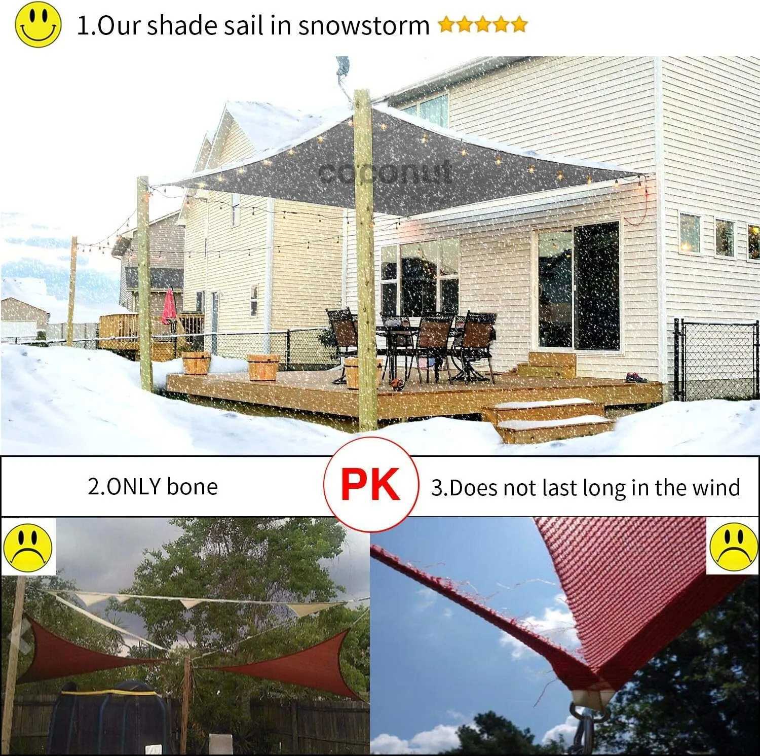10'x'14' Rectangle Patio Sun Shade Sail（Grey Color）