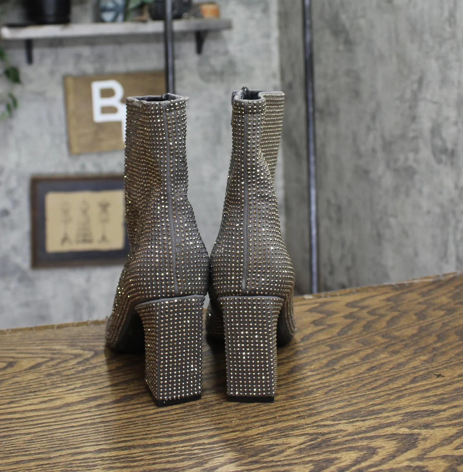 A New Day Womens Cassidy Rhinestone Ankle Boots 91636630 Silver Gray 6