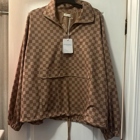 Andtheway Checkered Windbreaker Sz XL
