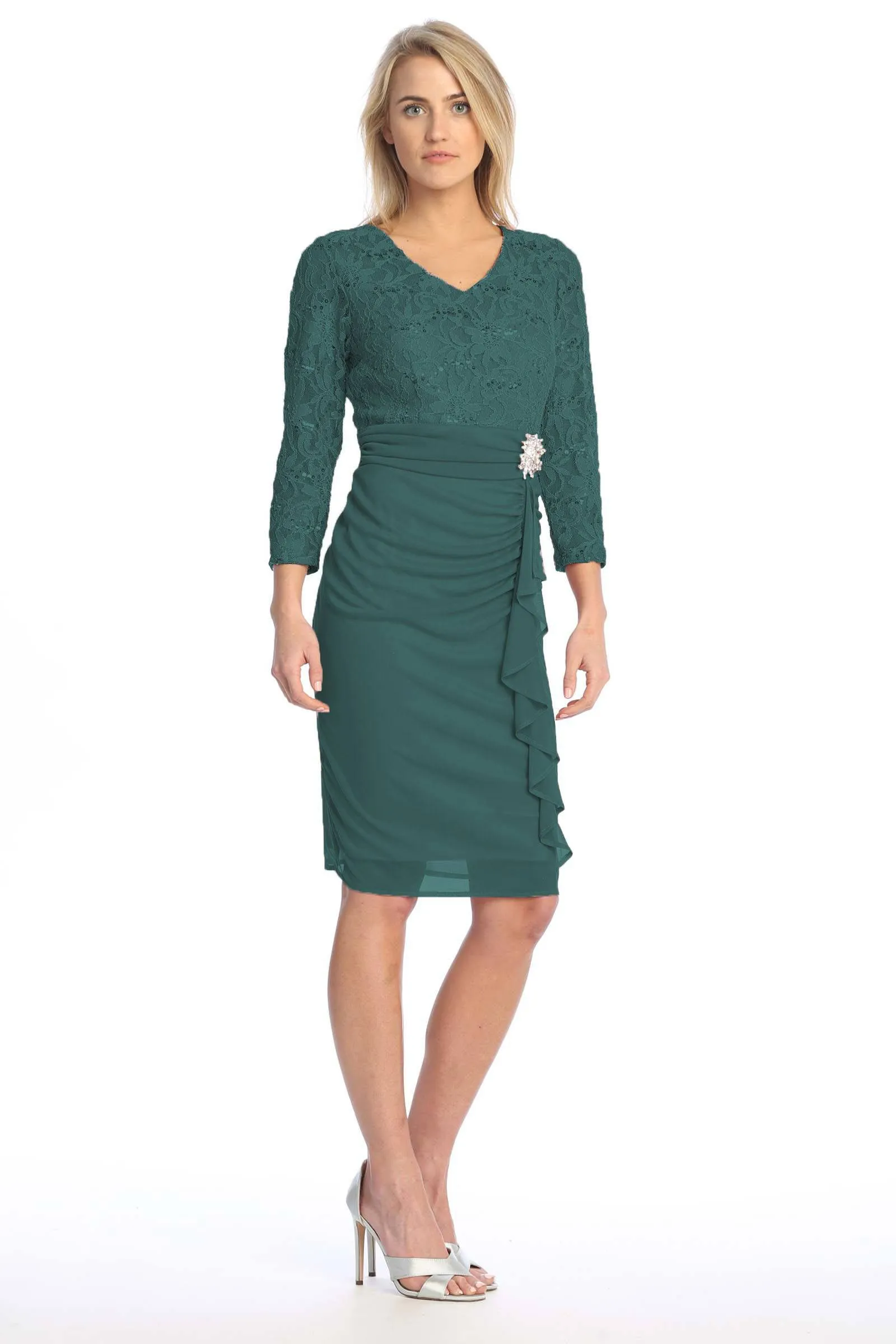 Celavie 6549-S Dress Short Long Sleeve Cocktail Dress