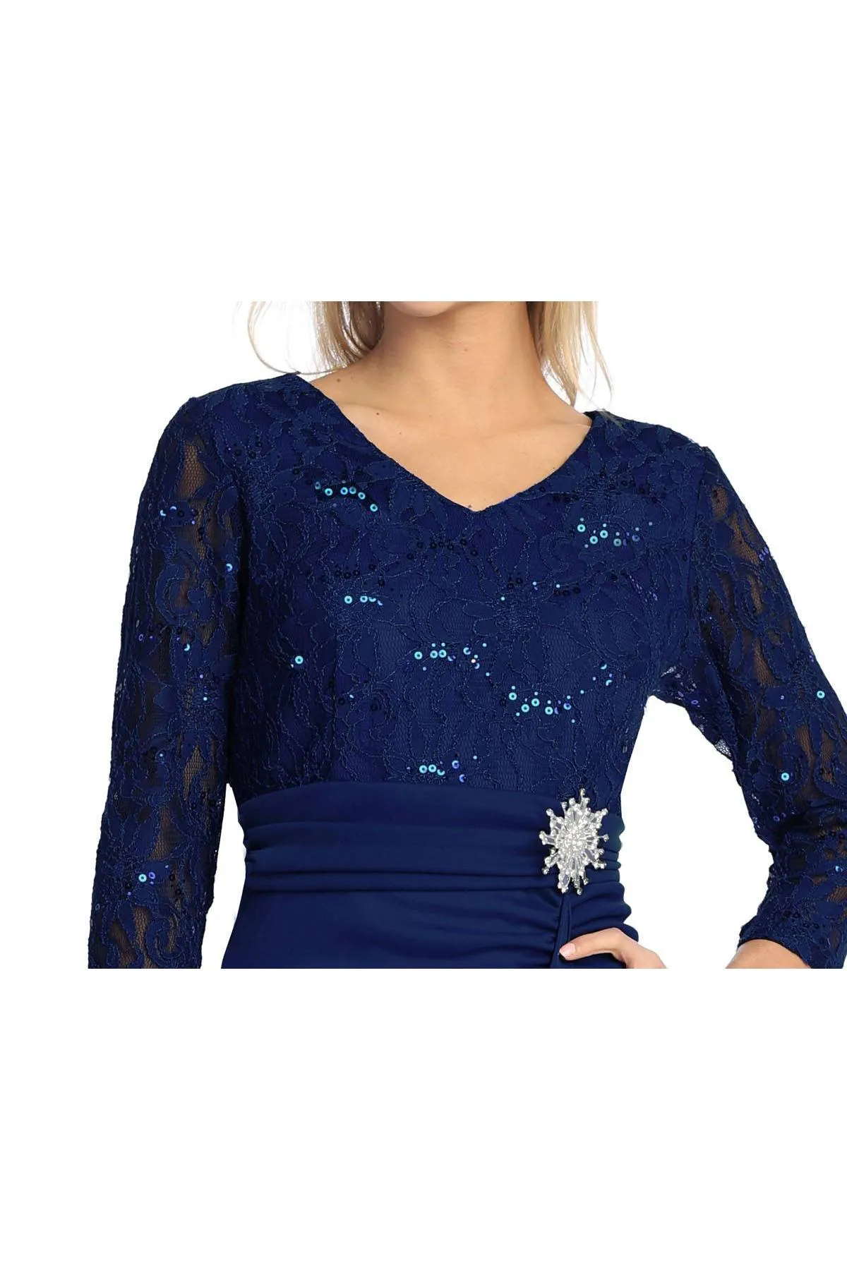 Celavie 6549-S Dress Short Long Sleeve Cocktail Dress