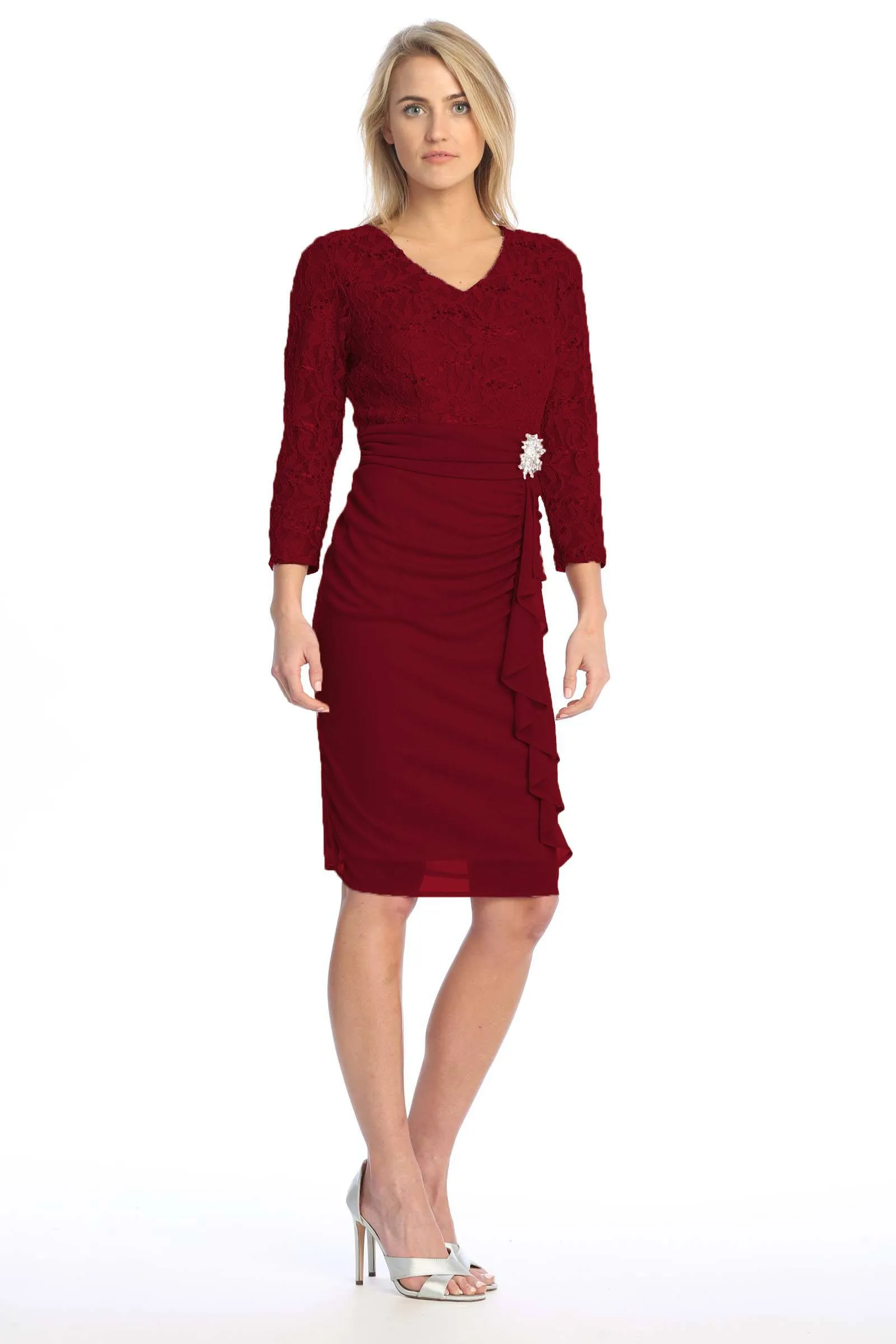 Celavie 6549-S Dress Short Long Sleeve Cocktail Dress