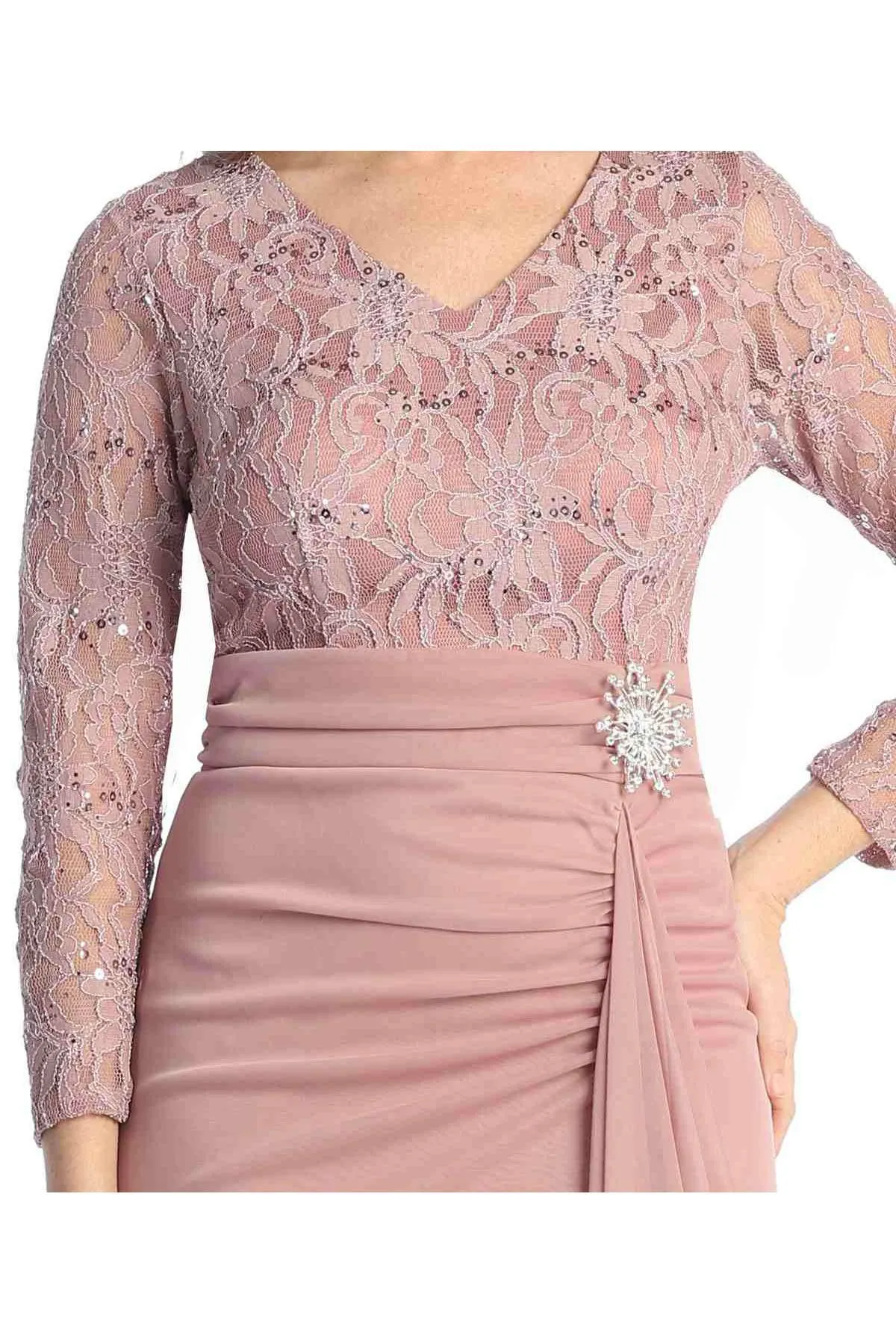 Celavie 6549-S Dress Short Long Sleeve Cocktail Dress