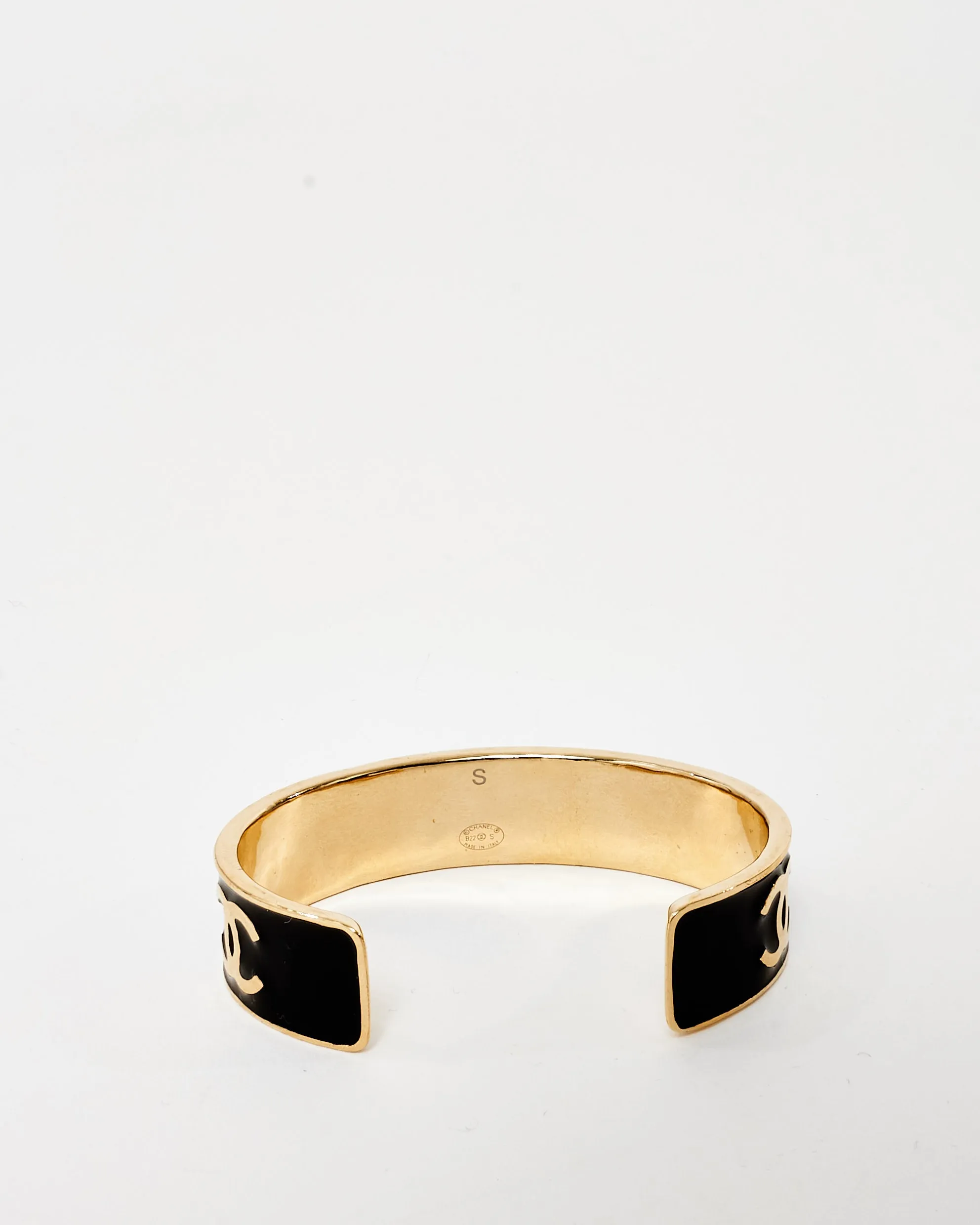 Chanel Gold & Black Enamel Logo 2022 Cuff - S