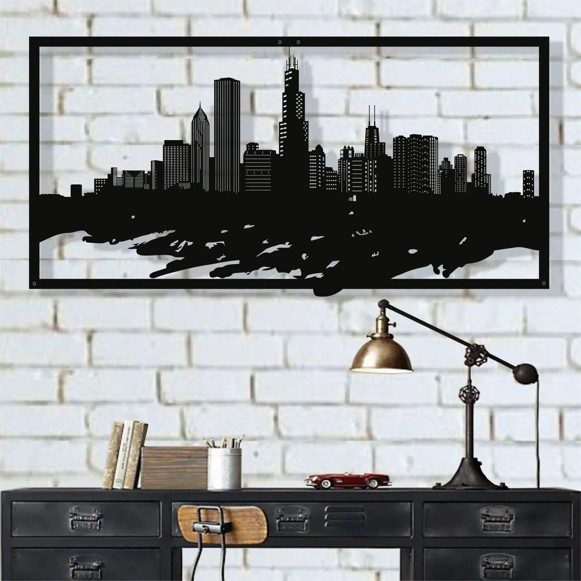 Chicago Skyline Metal Wall Hanging Decor