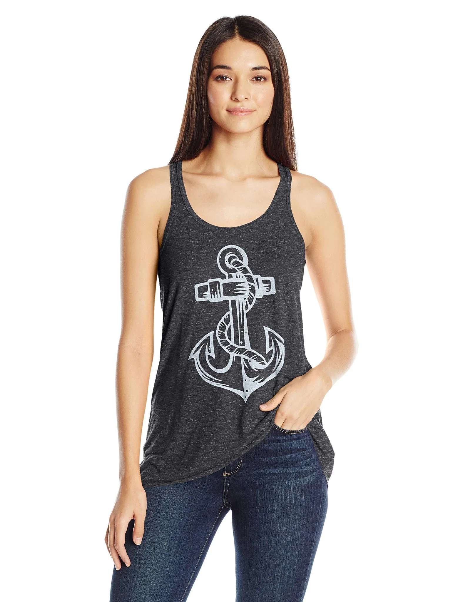 Clementine Women's Anchor Printed Flowy Racerback Tank