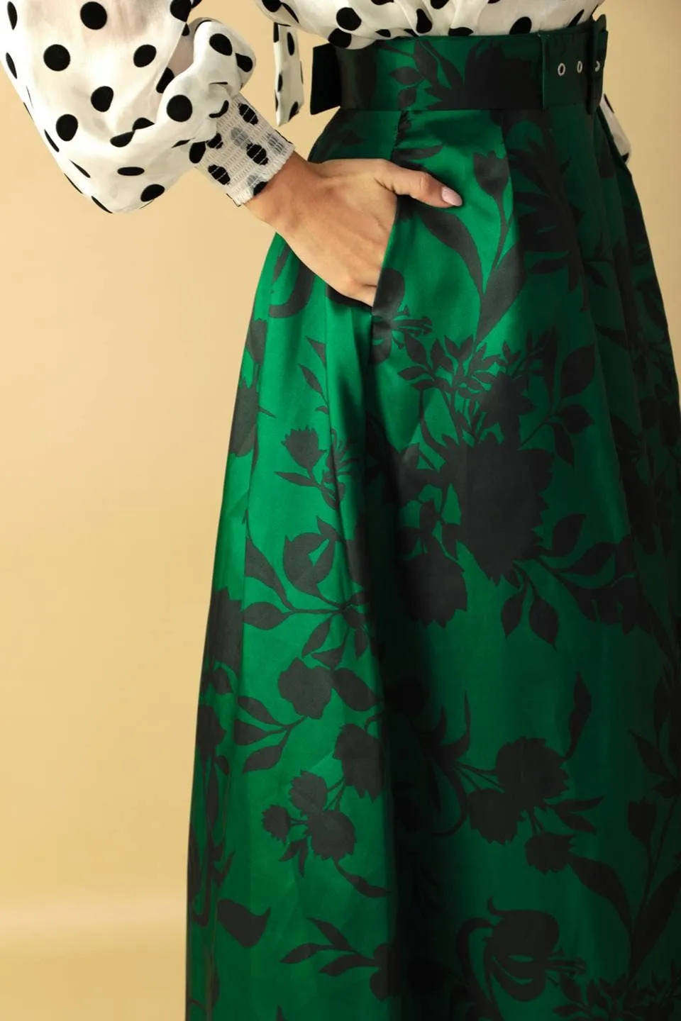 Elegant Floral Woven Maxi Skirt
