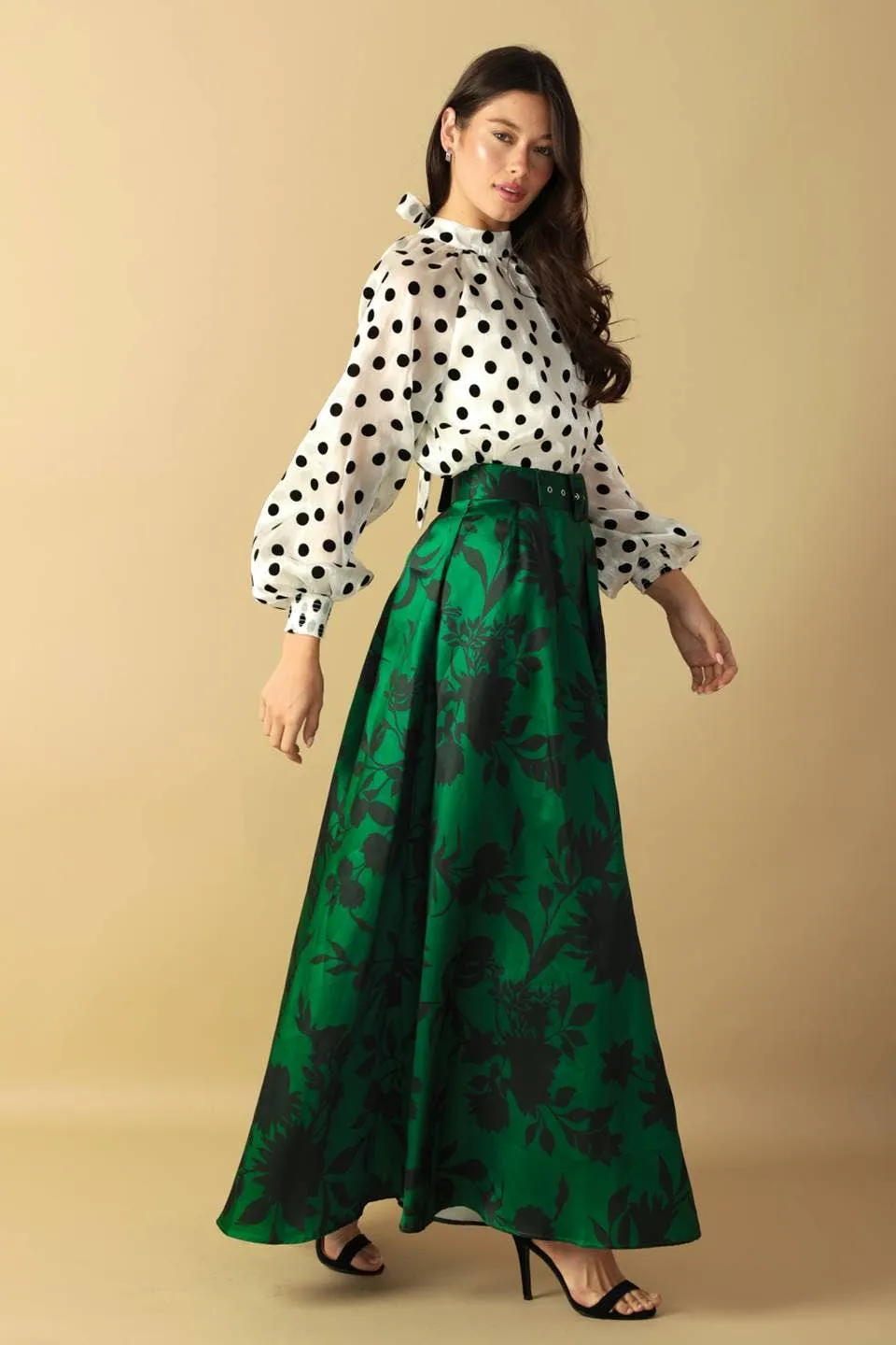 Elegant Floral Woven Maxi Skirt