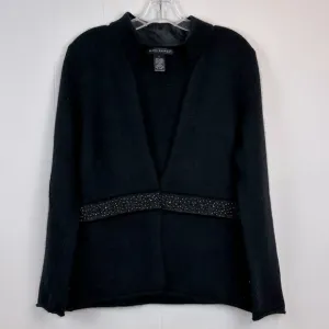 Elena Solano Black Angora Lambs Wool Embellished Formal Cardigan Size L