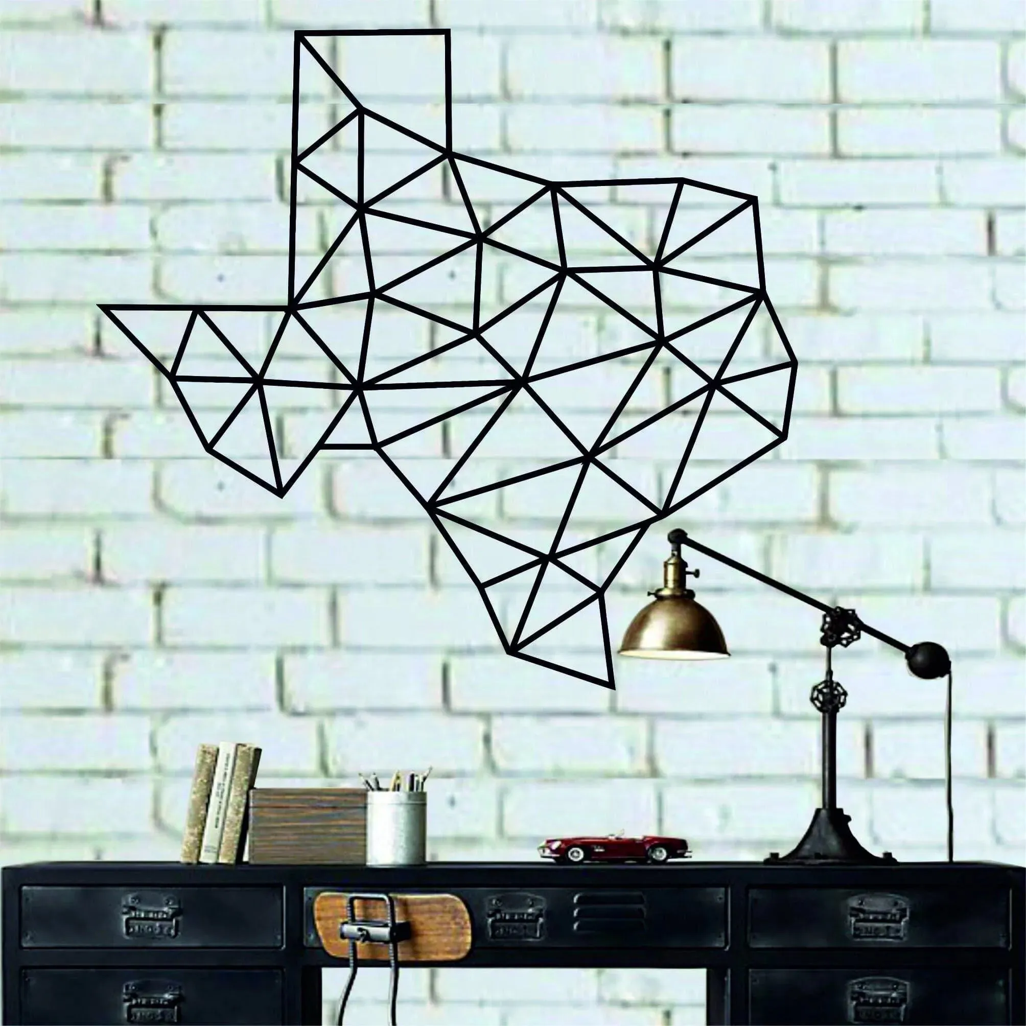 Geometric Texas State Map Metal Wall Decor