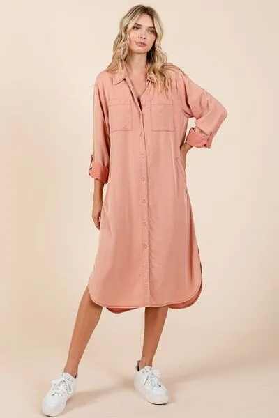Hazel Blues® |  Mittoshop Button Down Long Sleeve Shirt Dress