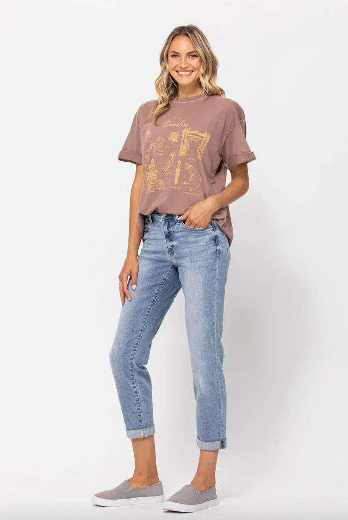 Jenni Core Midrise Bleach Wash Boyfriend Jean