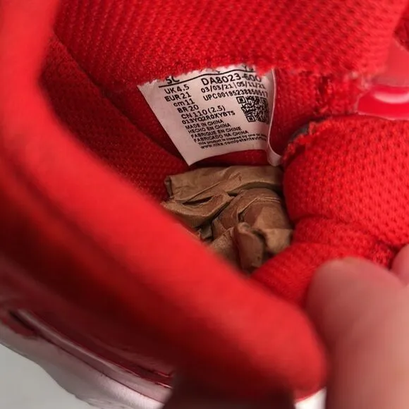 Jordan Kids Jordan Max Aura 3 Athletic Shoes in red. Size 5C