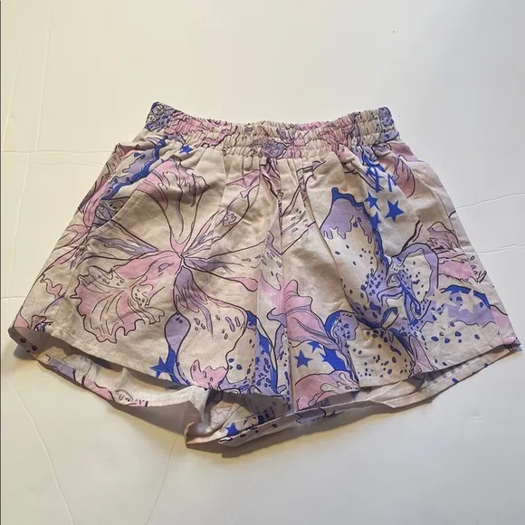 Las Surenas Pastel Print Women's Shorts - linen and cotton blend.  Beach Shorts.