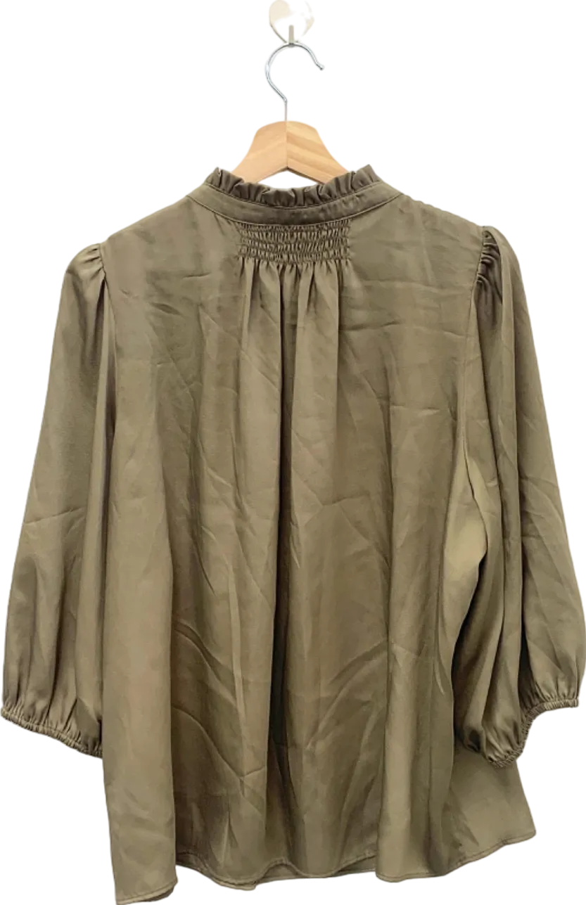 M&S Collection Taupe satin Smocked Detail Blouse Size 22