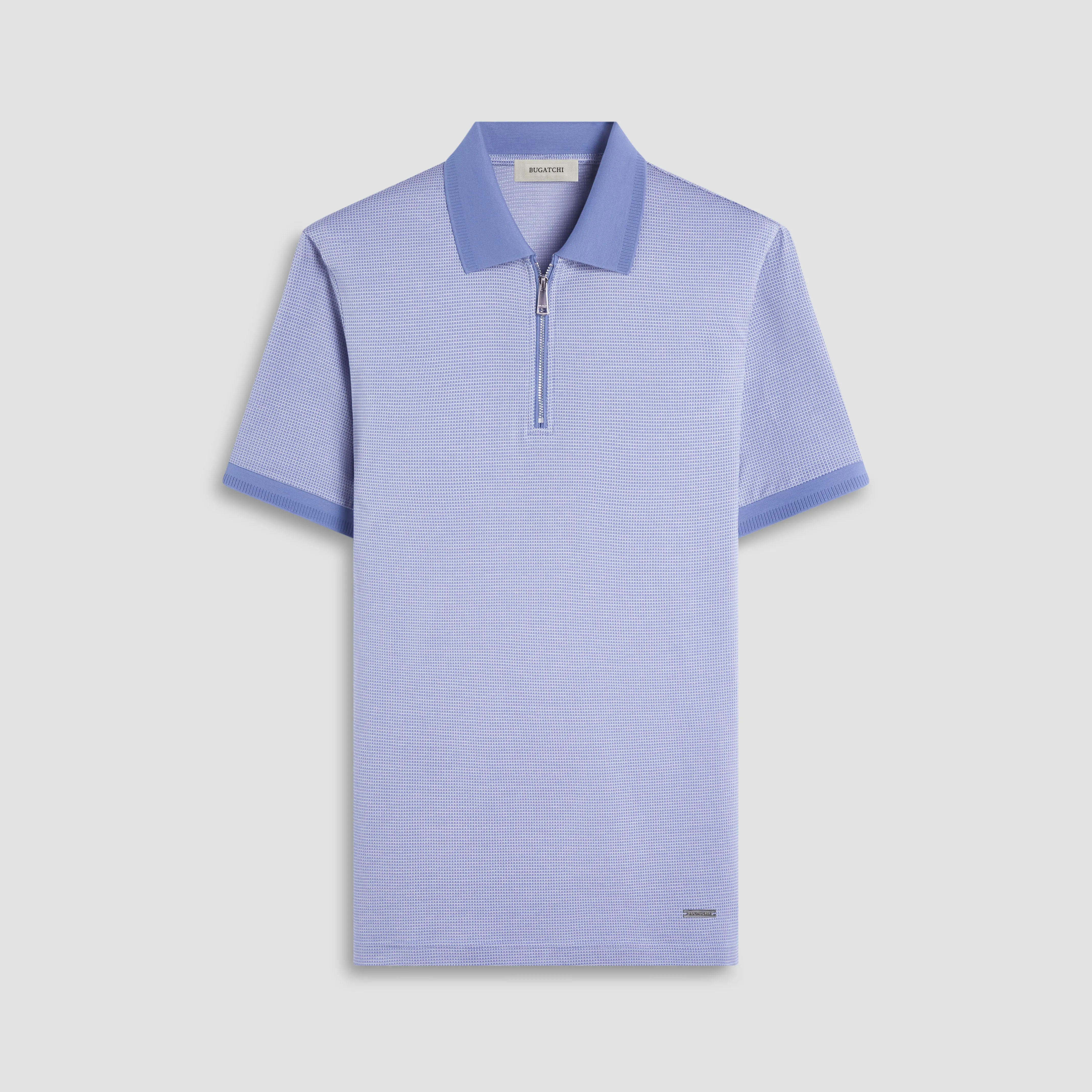 Micro Check Quarter-Zip Polo Shirt