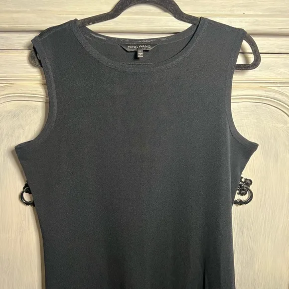 Ming Wang Sleeveless Sheath Knit Black Dress Career