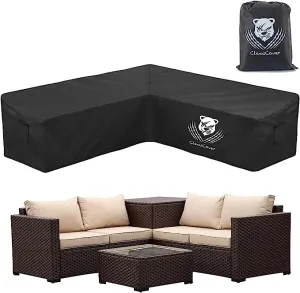 New ClawsCover Waterproof Outdoor Patio V-Shaped Sectional Sofa Covers Furniture Set Cover,Heavy Duty Fadeless Durable Polyester Cloth Garden Couch Cover,Air Vent,6 Windproof Straps,81"L/81"Lx34"Dx31"H