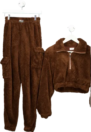 Oh Polly Brown Fleece Co-ord Set UK XS