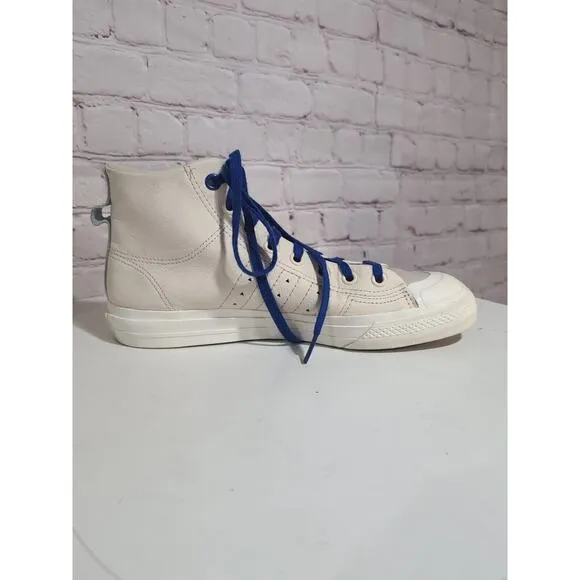 Pharrell Williams Adidas Nizza Hi RF Mens Sizes 9 Beige Blue FX8010 Leather