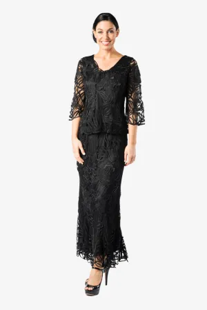 Soulmates D1108 Rose Flower 3/4 Sleeve Tunic Top with Skirt Set