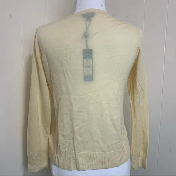 TALBOTS NEW Yellow Pure Italian 100% Merino Wool Button Closure Cárdigan Size XL