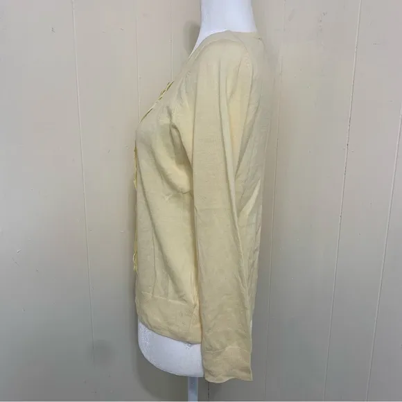 TALBOTS NEW Yellow Pure Italian 100% Merino Wool Button Closure Cárdigan Size XL