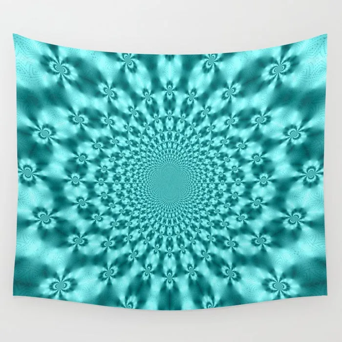 Teal Fractal w/ Fractals Tapestry