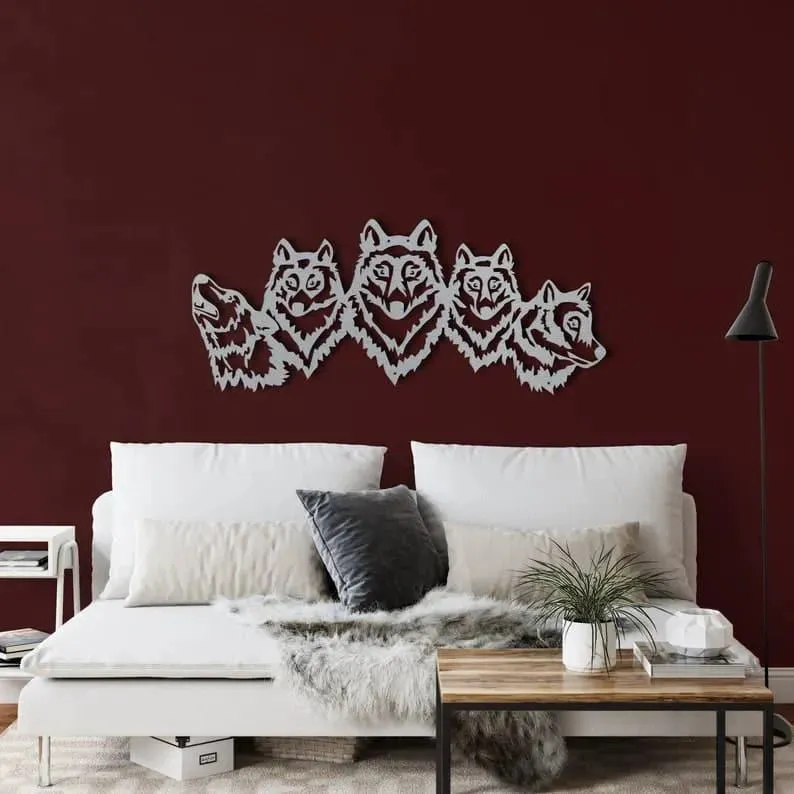 Wolf Head Metal Wall Hanging Decor