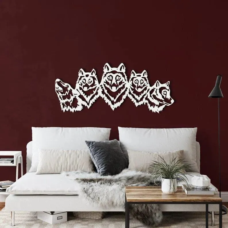 Wolf Head Metal Wall Hanging Decor