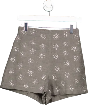 Zara Grey Embroidered Shorts EUR S